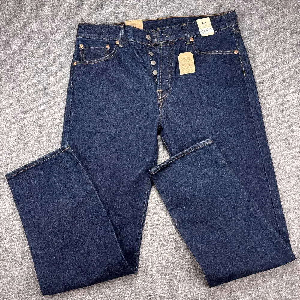 Levi's 501 Original Jeans Men's W36 L32 Dark Wash Button Fly NWT 100% Cotton